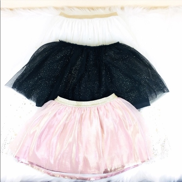 Cat & Jack 3 Skirt Lot Black Pink White Gold Sz Sm - Picture 2 of 13